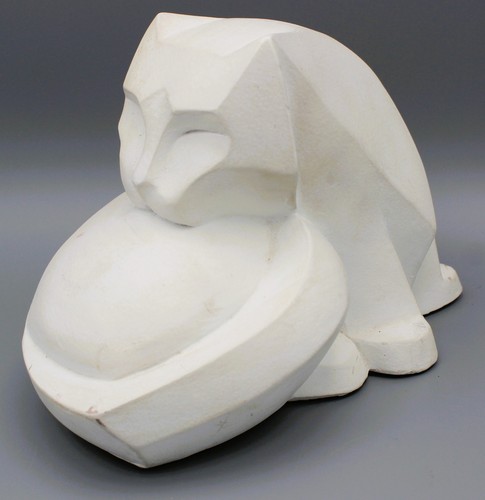1989 cat sculpture cubist - cat,
