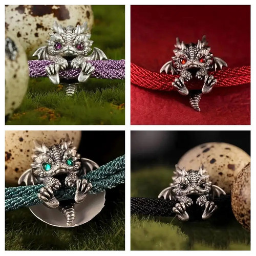 Dragon charm rope bracelet - rope,