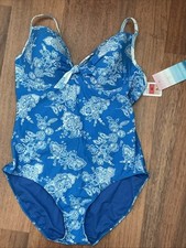 M&S Swimsuit Blue & White