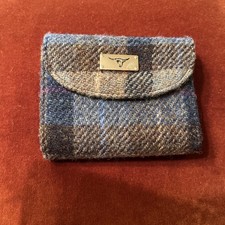Harris Tweed Glen Appin of Scotland Wallet Wool Women Plaid Blue/ Green/ brown 