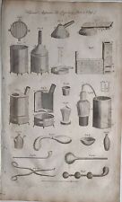 c1795 ANTIQUE PRINT CHYMICAL CHEMICAL APPARATUS CHEMISTRY VARIOUS EQUIPMENT