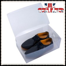 UK 10pcs Clear Plastic Foldable Men Women Shoe Storage Box Large Organization