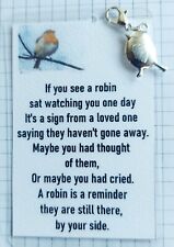 CARD SENTIMENT POEM & CLIP - ROBIN - LOVED ONE BY YOUR SIDE - ROBIN CHARM