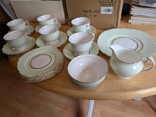 Vintage Cololough Bone China Tea Set  Pale Green, White & Gold