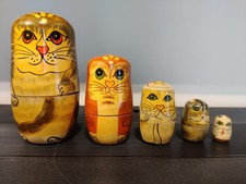 Vintage Stacking Wooden Cats
