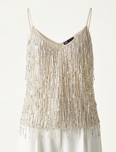 Zara sequinned neck top with - top,