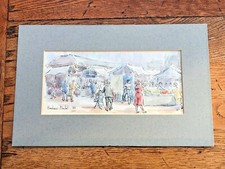 1988 mounted watercolour " hexham market "