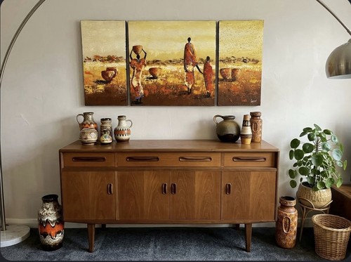 African triptych painting - triptych,