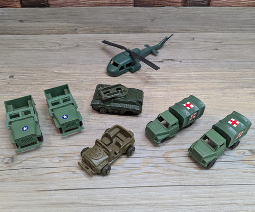 Small plastic army tank - tank, jeeps
