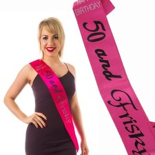 Birthday Diamante Sash Pink