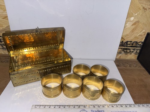 Vintage brass napkin rings set - brass,