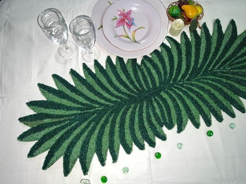 Handmade beaded table runner - beaded,