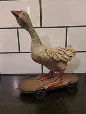 American Chestnut Goose Statue Folk Art Primitive Goose Hannah AM1076 (B3-K5)