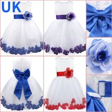 UK Flower Girls Kids Dress Princess Party Wedding Bridesmaid Petals Tutu Skirt