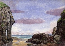 Bossiney Cove Tintagel Cornwall 1879 - Watercolour Painting - 19th Century