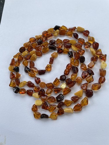 Baltic amber long necklace raw - long,