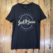 Jack & Jones Men's T-Shirt Size Large Navy Blue Graphic Print BNWOT