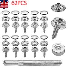 Heavy Duty Snap Fasteners Press Studs Kit +Poppers Leather Button Tool 62PCS
