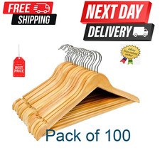 100 WOODEN COAT HANGERS SUIT