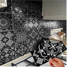 48 Black Tile Stickers