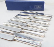 12 Tea Butter Knives Set Of Twelve Silver Plated & Stainless United Cutlers Box