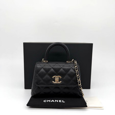 Chanel Coco Handle Extra Mini Flap Bag Black Caviar Leather Gold Hardware