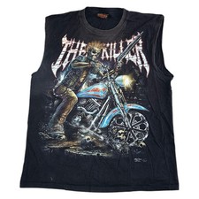 Vintage Rob Chang Vest T-Shirt The Killer Skull 90s Retro Black T-Shirt Mens XL