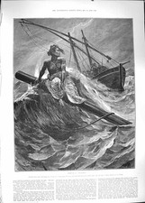 Original Old Antique Print