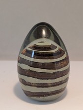 Mdina Domed Signed Glass Paperweight  Earth Tone Swirls