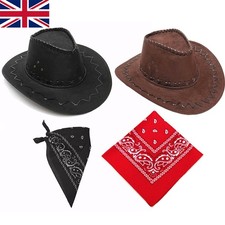 COWBOY HAT AND BANDANA WILD WESTERN FANCY DRESS COSTUME ACCESSORY