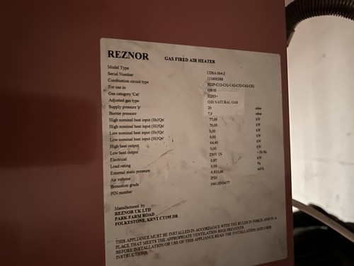 Reznor gas fired - air, heater
