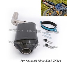 For Kawasaki Ninja ZX6R ZX636 2004~2008 Exhaust Mid Link Pipe + Muffler Tip