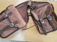 Western Saddle Bags  Large Brown Canvas Bags Great For Long Rides