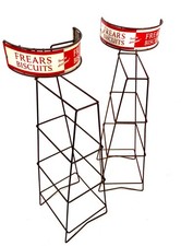 Antique Advertising - Pair of Metal Frears Biscuits Shop Display Stands c.1930