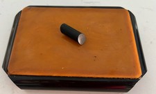 Rare Butterscotch Bakelite Cigarette Box With Black Bakelite Trim