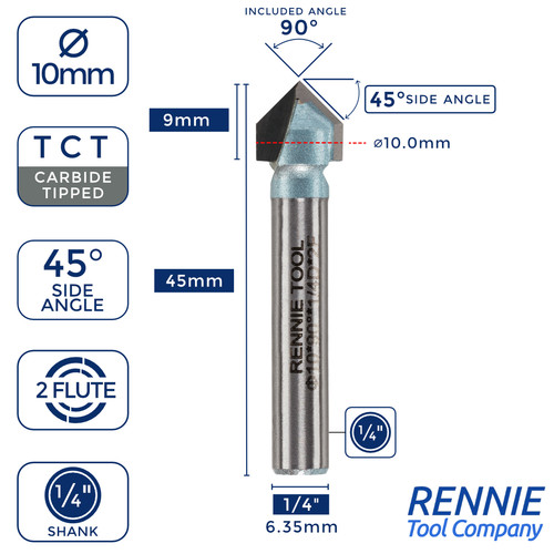 10mm degree 4 tct - x, 1/4"
