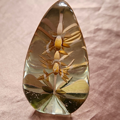 Clear art glass paperweight - glass,