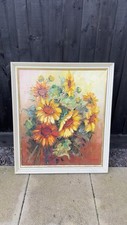 HAUNTED 19th Century Sunflower Painting. Unexplained Activity After Hanging