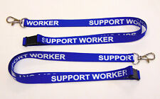 SUPPORT WORKER BLUE 15mm neck strap lanyard with safety breakaway for ID & keys.