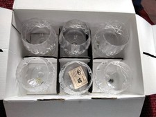Bohemian Lead Crystal Set x6 Brandy Glasses Unused Fine Cut Presentation Box