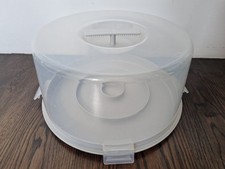 Clear Round Cake Storage Carrier Box with Lockable Lid Cover, Large, £8