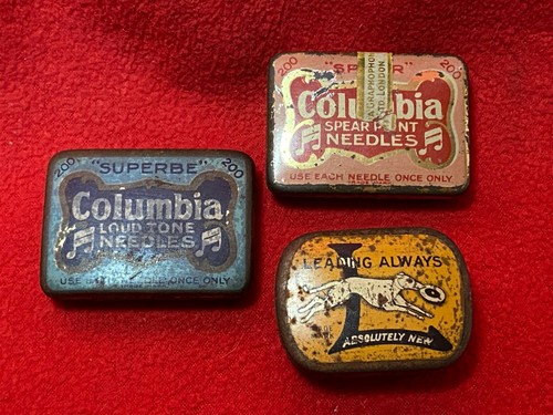 Three gramophone needle tins - gramophone,