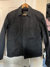 Freenote Cloth Riders Black Alpaca Jacket Heavy Waxed Canvas, Size Large