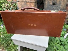 Vintage Musical Instrument Leather CASE Orchestra "T C O" Velvet Lined 48x22x9cm