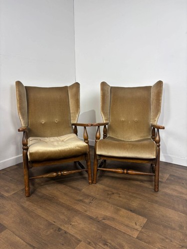 Vintage pair oak framed - vintage, of