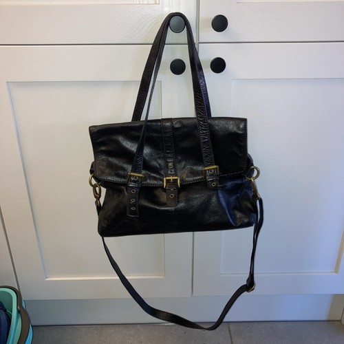 Black leather satchel - m&s,