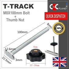 T Slot M8 x 100mm T-Slider Bolt with Thumb Knob Miter Track T-Track Thin head