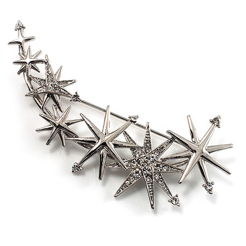 Clear crystal star rain brooch - crystal,