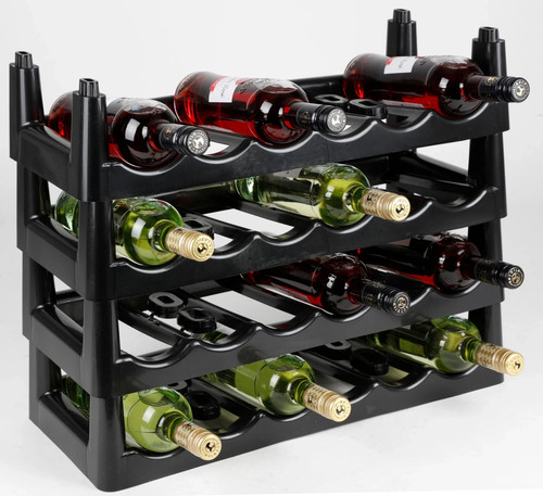 Bottle rack black stackable - 1x,