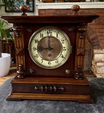 Antique Philip Haas German Walnut Mantel Clock c1900 | Time Only | Serviced